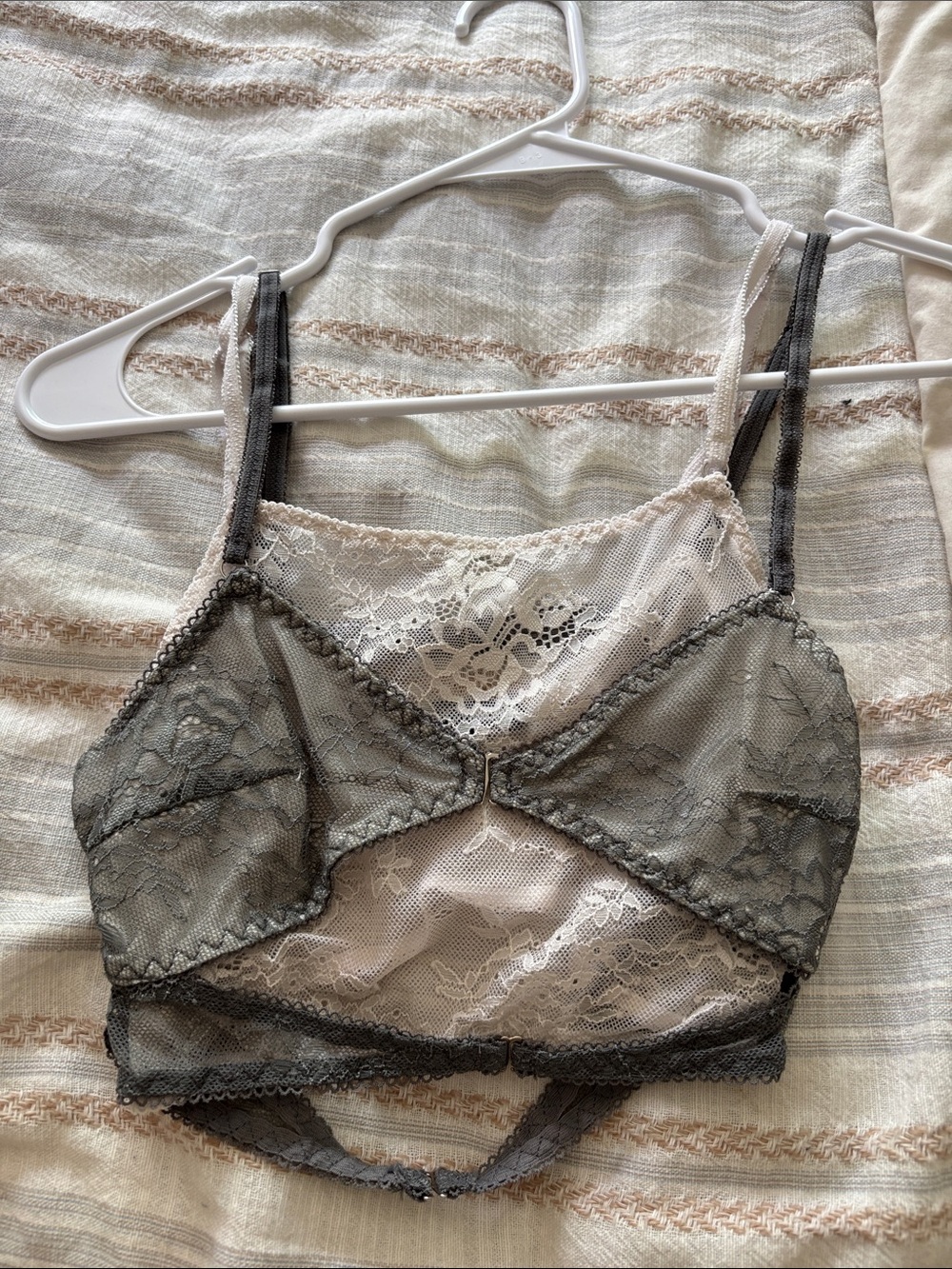 Fashion Nova Lace Bralette in Taupe and Cream